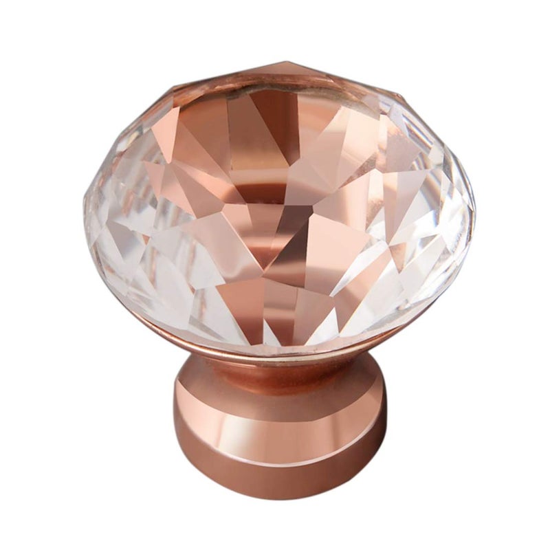 HMANE 6Pcs European Style Cabinet Knobs Zinc Alloy Glass Handles Drawer Cupboard Pull Handle with Screw - Rose Gold - Image 2